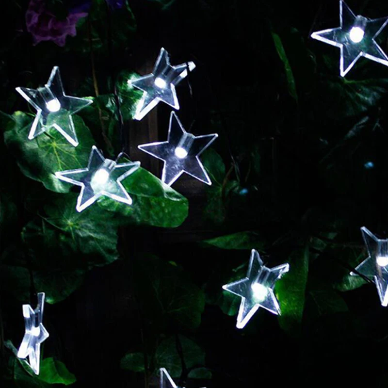 20LED Solar Lamp Outdoor Star Garland String Light Christmas Tree Light