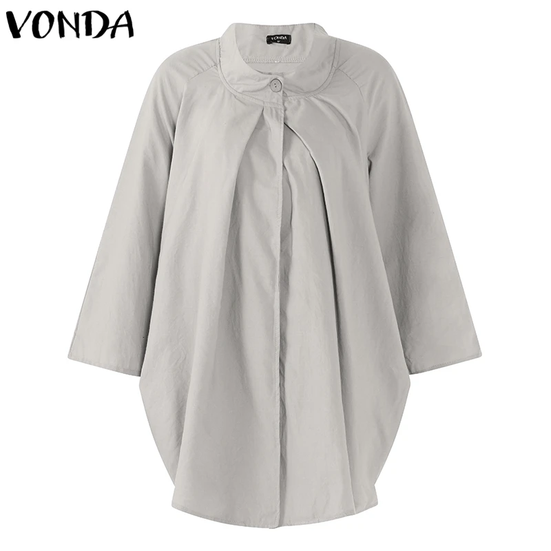 

VONDA Women Pregnant Casual Blouses 2019 Autumn O Neck Long Sleeve Shirts Plus Size Loose Asymmetrical Blusas Maternity Clothes