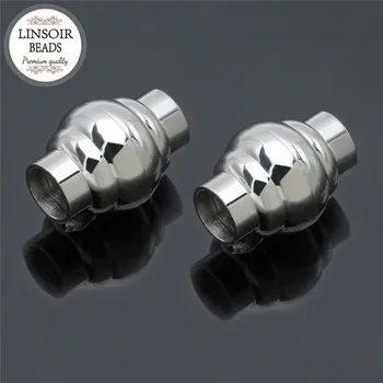 

2pcs Hole Size 5/6/8mm Stainless Steel Magnetic Clasp Leather Cord Clasps Bracelets End Caps Connectors For Jewelry Making F5284