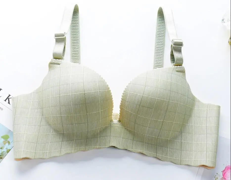 Baharcelin женщина девушка милый сладкий push-up Bra французский романтический собрались плед push up Sexy 3/4 стакана бюстгальтер нижнее белье большой размер - Цвет: light grey