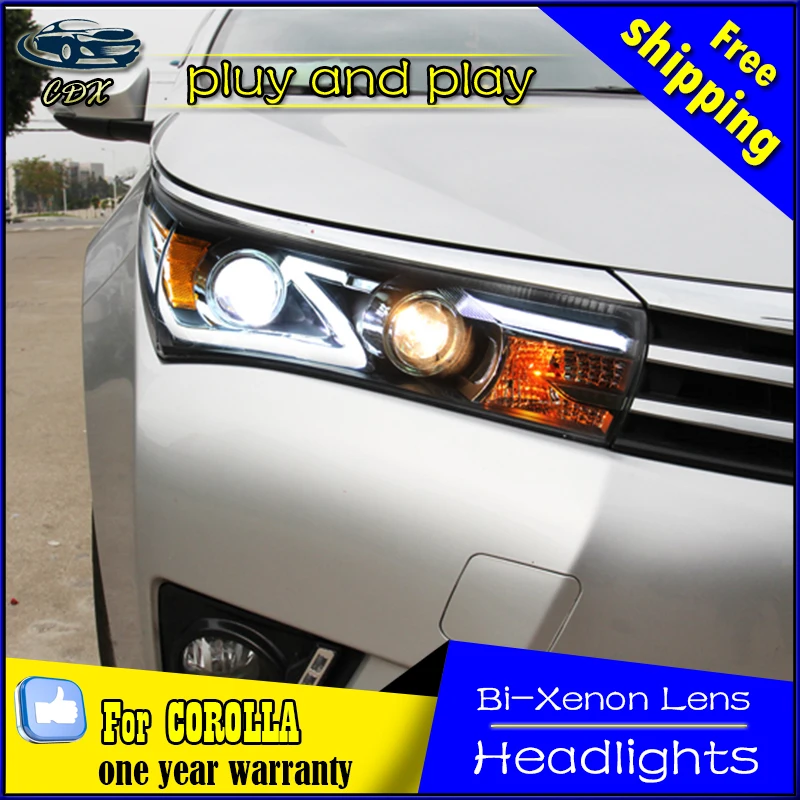 

Car Styling Auto Headlamp For Toyota Corolla 2014-2016 Headlight Bifocal Lens Guiding Light Best quality Daytime Running
