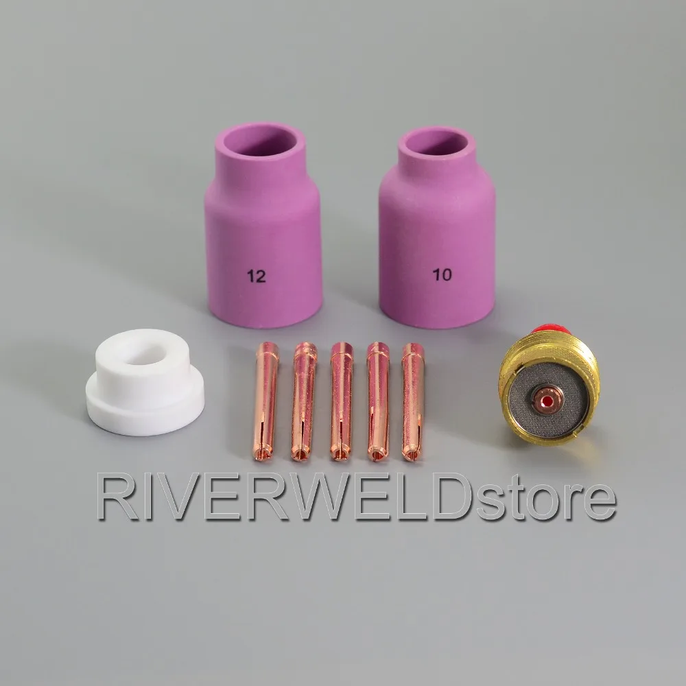 

9pcs TIG Nozzle Gas Lens Insulator Collet Accessory Kit 45V64 3/32" Fit Tig Welding Torch WP-17 18 26