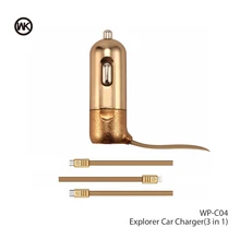 

WK DESIGN Fast USB Car Charger For iPhone X 7 8 Phone Car-charger With Micro USB Type C Lighting Cable For Samsung S9 S8 Plus