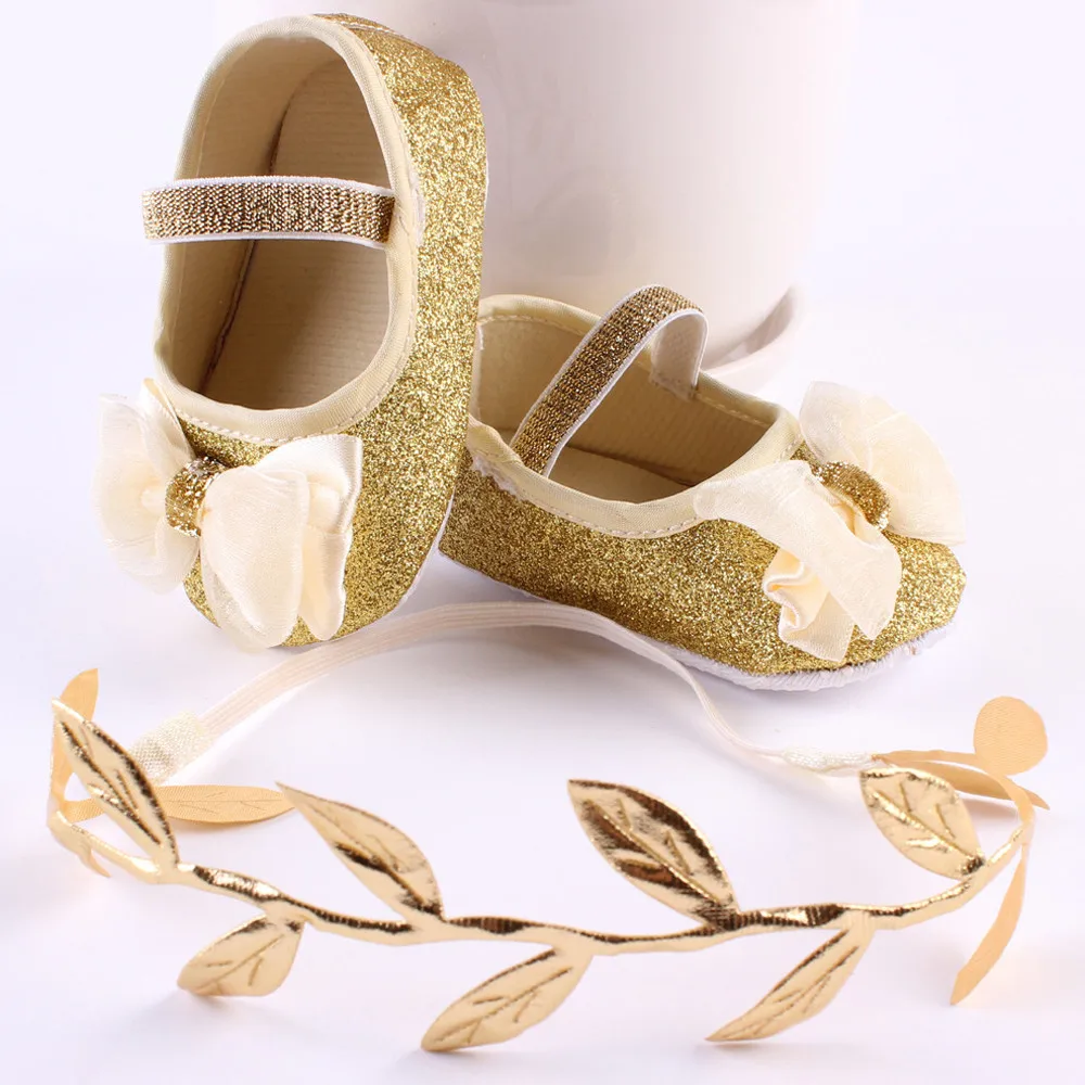 Обувь для маленьких девочек+ 1 шт.; Детские ботиночки с цветочной повязкой для волос; обувь с животными для новорожденных; первые ходунки; нескользящая Мягкая подошва; BFOF - Цвет: GD
