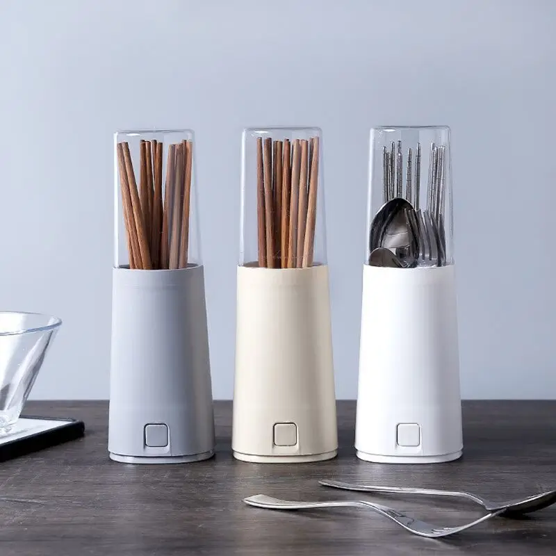 

Plastic Utensils Cutlery Holder Drainer Spoon Fork Chopsticks Storage Rack With Lid Kitchen Tableware Accessories Tool Organizer