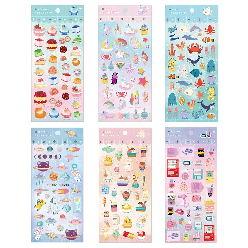 

Macaron Cake Unicorn Dessert Series Sticker Decoration PVC Scrapbooking Stationery Planner Stickers