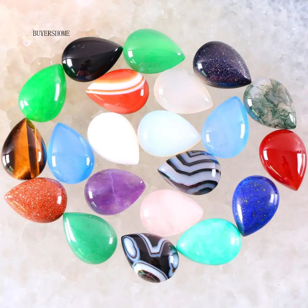 

10Pcs For Jewelry Making Necklace Pendant Bracelet Earrings Water Drop 18x13MM Natural Stone Bead Multi color CAB Cabochon