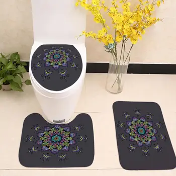 

3pcs/lot Mandala Indian Bath Mats Anti Slip Bathroom Mat Sets Flannel Cushion Bath Mats Toilet Seat Cover Bathroom Accessories
