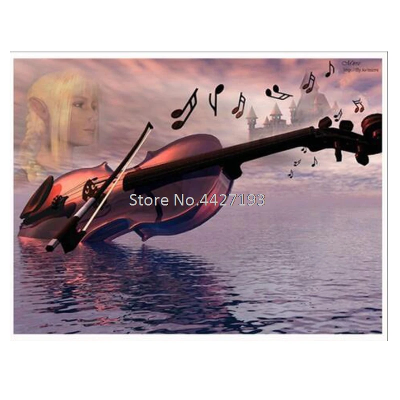 

3D Diy Diamond Painting Violin Mosaic Crystal 5D Cross Stitch Square Drill Diamond Embroidery Sticker Decoration Paintings Full