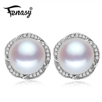 

FENASY ANGEL flowers EARRING Natural Pearl Earrings Cultured Freshwater Pearls with 925 sterling silver earrings for women