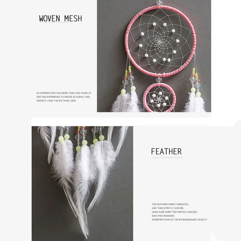 2m 20 LED Lighting Girl Room Bell Feather Beads Bedroom Romantic Dream Catcher Wall Hanging Car Home Decor