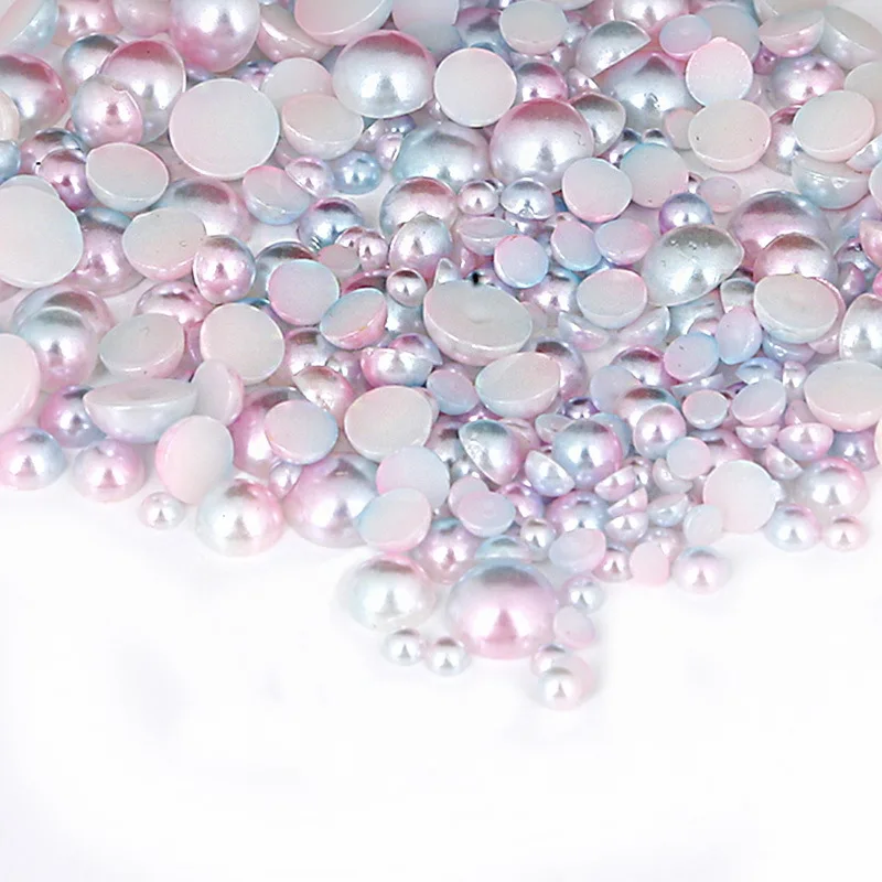 

1lot ! Gradient Semi-circular ABS flat back pearls 3/4/5/6/8mm No Hole pearlized beads for nail headwear Garment Accessories