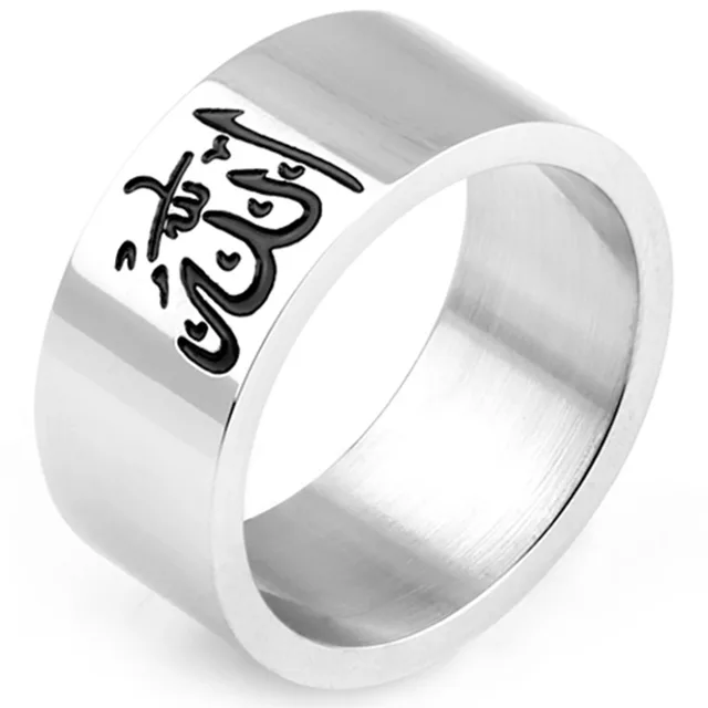 10mm size 7 15 muslim islamic ring stainless steel religious middle 10mm size