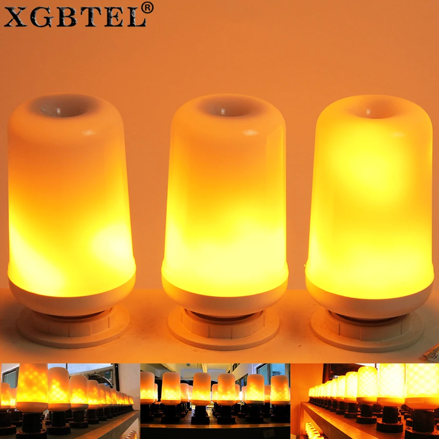 

[XGBTEL] Dynamic Flame Effect LED holiday light Corn Bulb Lamp 110V 220V E27 Simulation Fire Burning Flicker Christmas lights