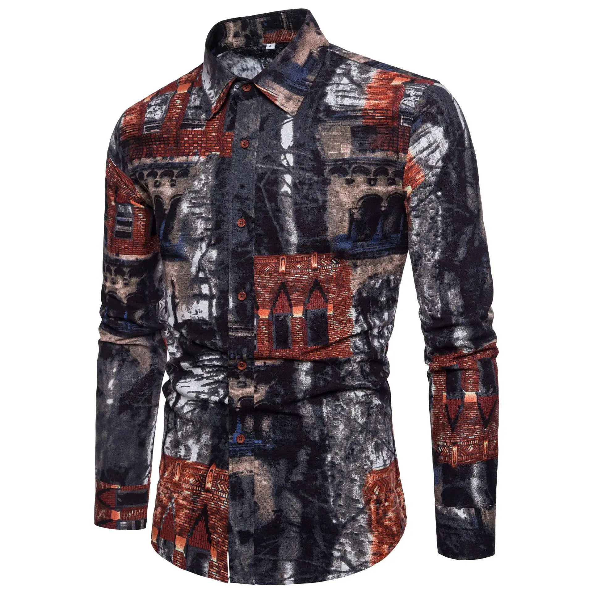 Цветок мужские рубашки с длинным рукавом Slim fit Мужская гавайская рубашка одежда Повседневная блуза мужская летняя Новинка