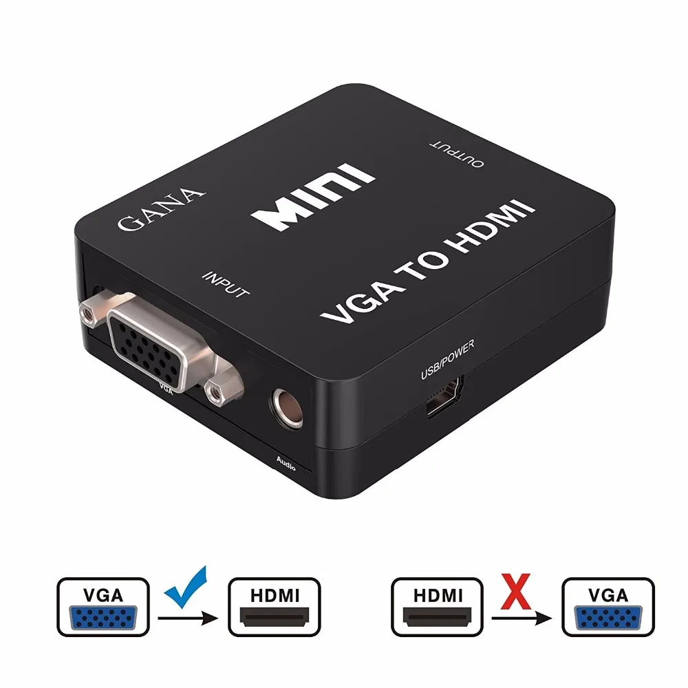 Mini VGA to HDMI Converter 1080P VGA2HDMI Adapter For PC Laptop DVD to