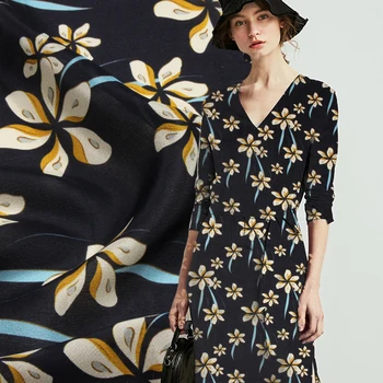 

112cm summer flower silk crepe de chine fabric dress crepe de chine silk fabric Chinese silk fabric wholesale silk cloth