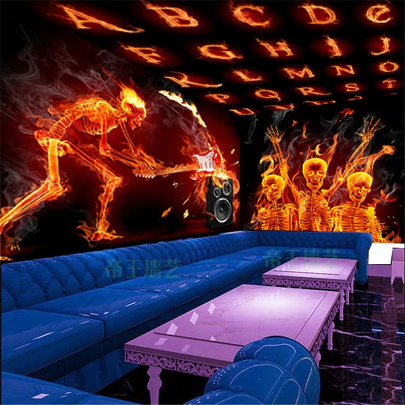 3D обои KTV Скелетон Большие Настенные лазерная Светоотражающая гитара