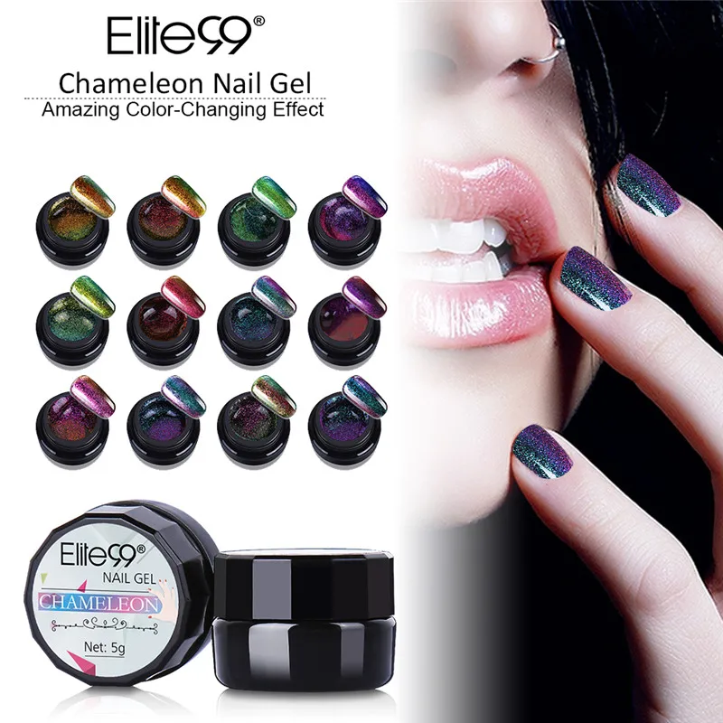 

Elite99 All 12Pcs Chameleon Color Gel Polish LED UV Gel Nail Polish Soak off Colorful Lacquer DIY Nail Art Paint 5ml