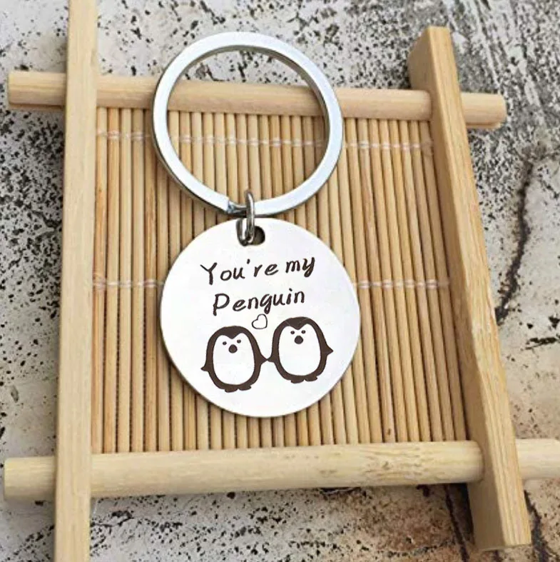 

Fashion Keyring Gifts Engraved You are my penguin Keychain Couples Boyfriend Girlfriend Car key chain pendant