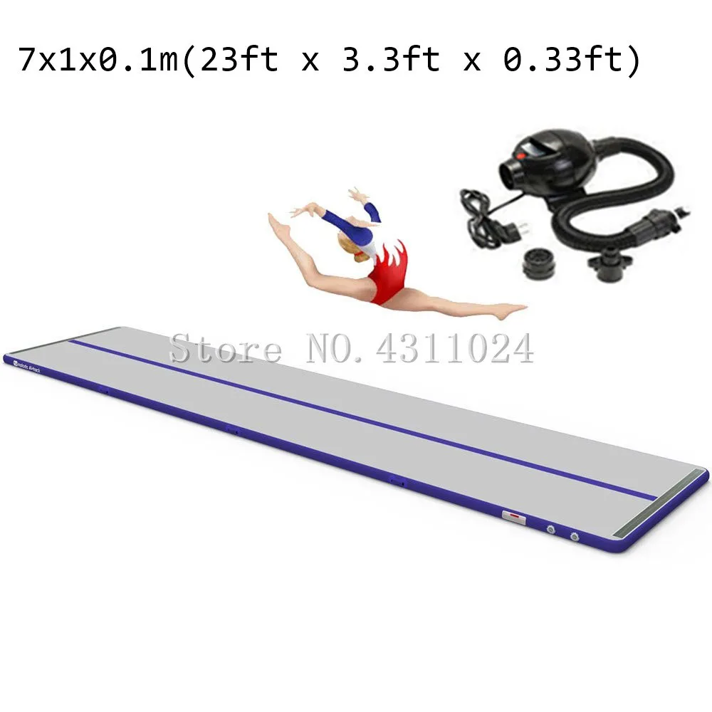 

Free Shipping 7x1x0.1m Air Track Tumbling Mat Gymnastics Inflatable Airtracks Gym Mats with Electric Air Pump Home Indoor