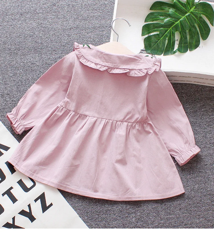 Новая весенняя рубашка в Корейском стиле для девочек милый хлопковый детский пуловер свежий розовый белый для маленьких девочек 0-2 лет