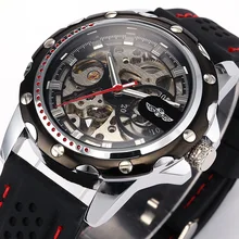 Célèbre marque nouvelle façon mécanique montres squelette montres bracelet en caoutchouc hommes automatique montre – bracelet mécanique Relogio Masculino