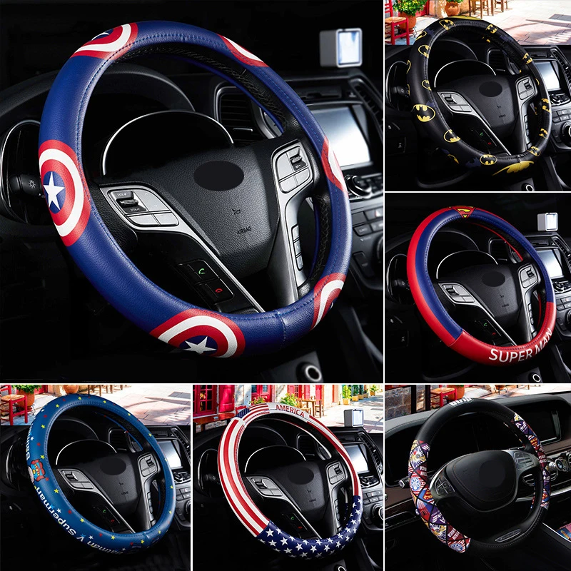 

Trendy Britain Style Super-fibre Leather Universal Avenger Car Steering-wheel Cover 37CM-38CM Car-styling Sport Auto articles