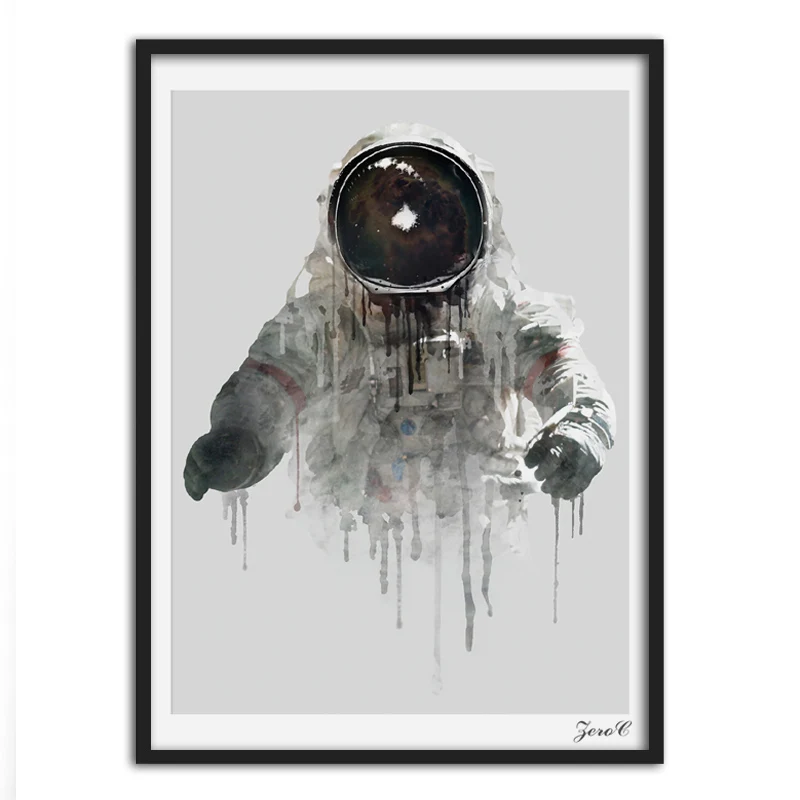 Nordic Style Canvas Art Print Watercolor Paintings, Posters and Prints Astronaut Wall Pictures for Home Decoration, Wall Decor