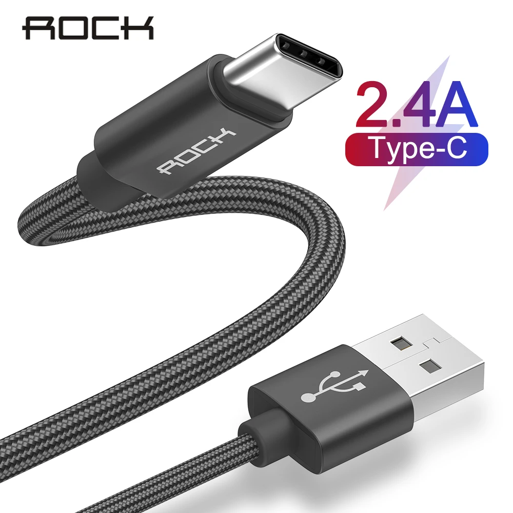

ROCK USB Type C Cable for Xiaomi Samsung Galaxy S8 OnePlus Nexus Nylon braid Charge Sync USB C Fast Charging 1M USB-C Charger