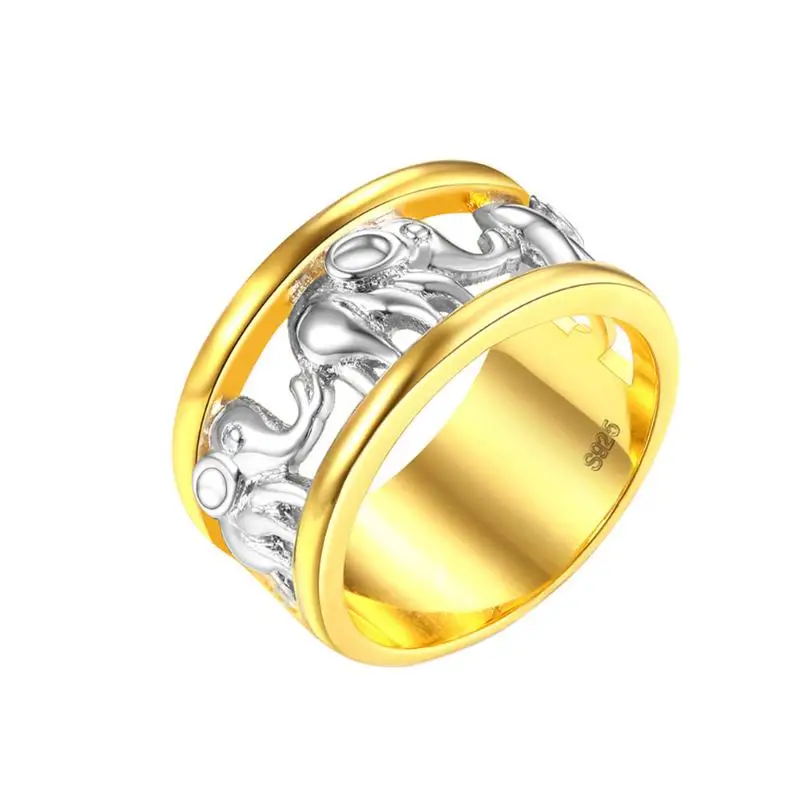 

Valentine's Day Antique Gold Color Lucky Retro 3D Elephant Pattern Ring Romantic Zircon Ring For Man/Woman Jewelry Drop Shipping
