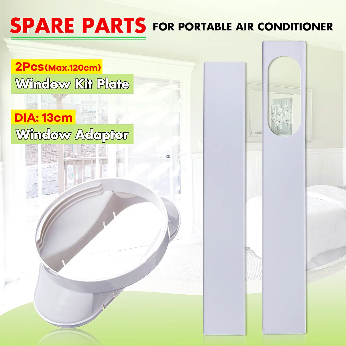 

Newest Portable Air Conditioner 2PCS Adjustable Window Slide Plate Window Adaptor Exhaust Hose Connector Air Conditioner Parts