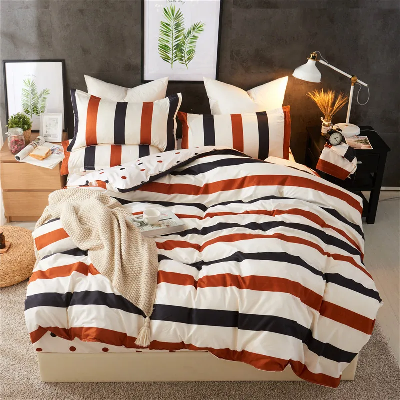 

Geometric Stripes Printing Bedding Set Bed Linen Pillowcase Flat Sheet Duvet Cover Set AB Side 3/4pcs roupa de cama