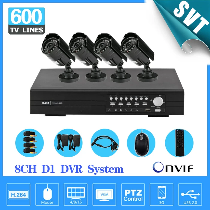 NVR CCTV H.264 Real Time 8CH Network DVR kit with 4PCS Day Night vision
