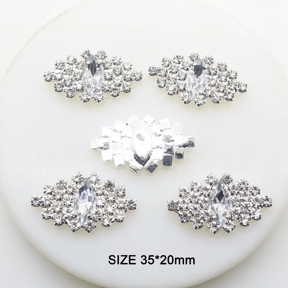 

5pcs/lot Rectangle Rhinestone Button Jewerly Metal Button Diamond Flatback Embellishment for Wedding Hair Ribbon Craft Decor