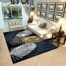 Feather pattern Rectangle carpet Luxury European style bedroom rug Modern simple short velvet print Carpets Computer chair Mats