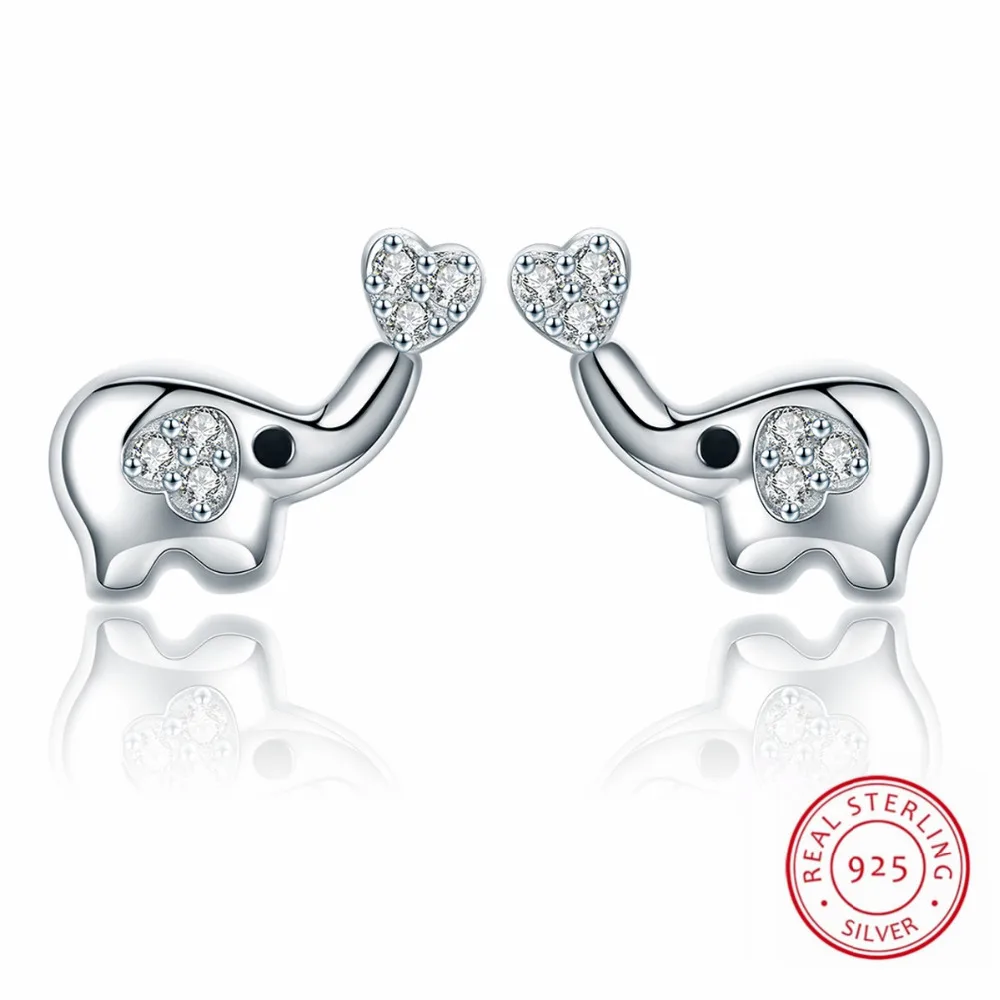 

Hot Sale Authentic 925 Sterling Silver Cute Small Lucky Elephant Stud Earrings for Women Fashion Sterling Silver Animal Jewelry