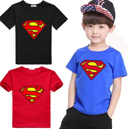 Хлопковая Детская футболка с суперменом для мальчиков, детские футболки с короткими рукавами, костюм, Топ