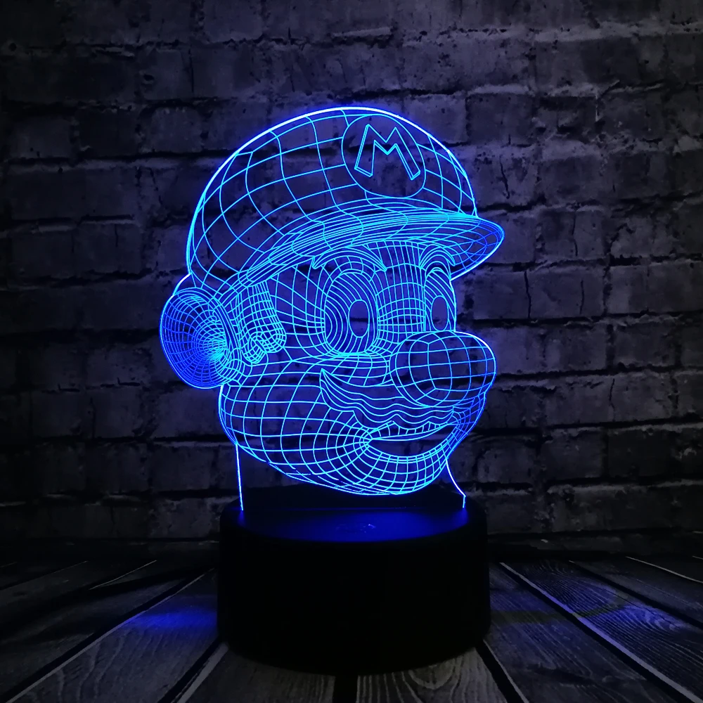 Классическая мультяшная игровая фигурка Супер Марио 3D светодиодная USB лампа