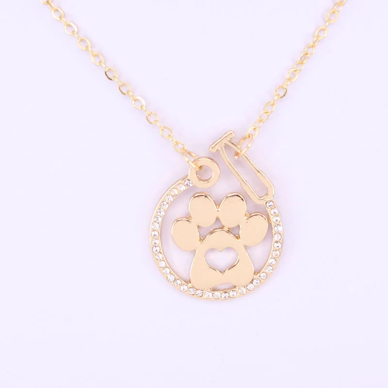 

hzew Dog paw claws Stethoscope pendant necklace dog heart necklaces gift
