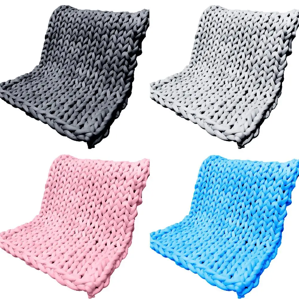 

CREATIVE New core-spun yarn hand-woven blanket air-conditioning sofa super thick line woven blanket large carpet
