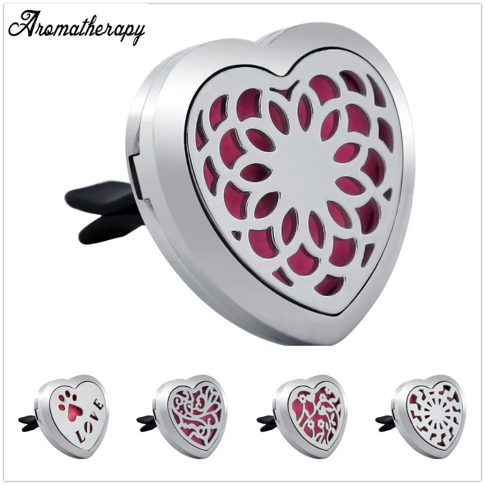 

Lotus heart shape diffuser locket car vent clip jewelry aromatherapy car diffuser locket