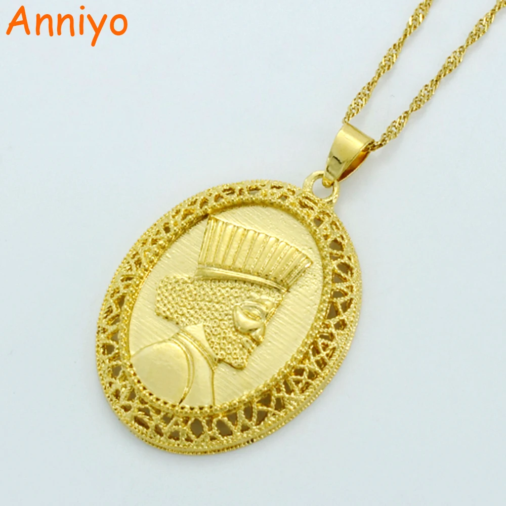 Anniyo Oval Iran Coin Pendant Necklaces for Women/Men,Iranians Gold