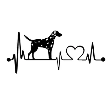 

18*7.8CM Dalmatian Heartbeat Dog Car Stickers Personality Vinyl Decal Car Styling Truck Decoration Black/Silver S1-0796
