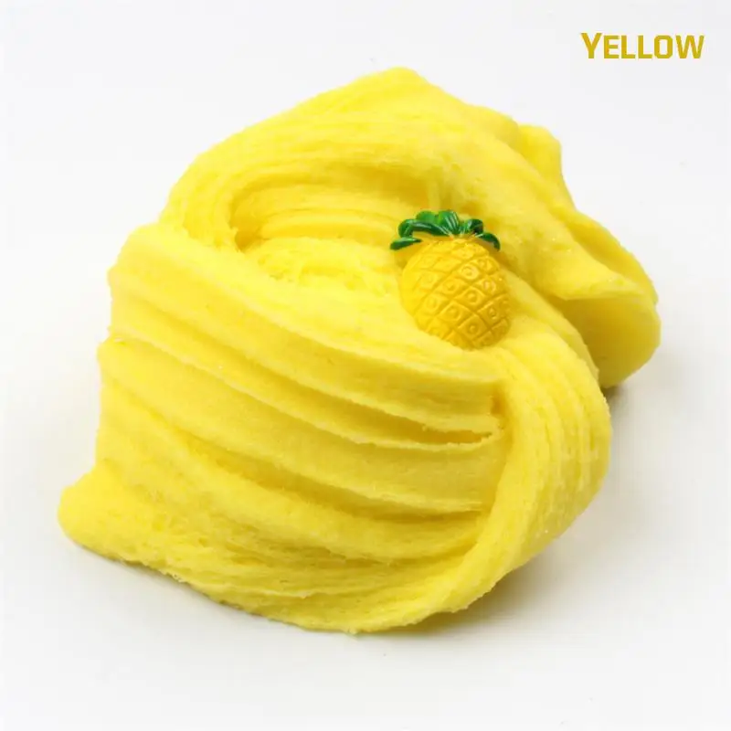 Слизи, игрушки, фрукты, ананас, клубника, глина для моделирования, пушистый слизи, обучающая развивающая игрушка для детей, снятие стресса, полимерная глина - Цвет: Yellow