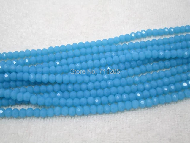 Wholesale 130pcs 3x4mm Faceted Blue Glass Rondelle Loose Beads we