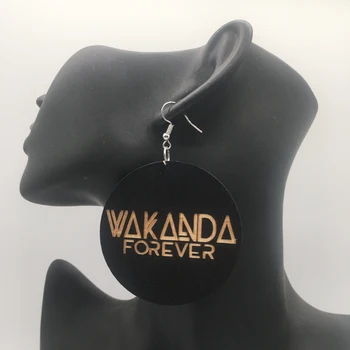 

Free shipping wakanda forever wooden earrings