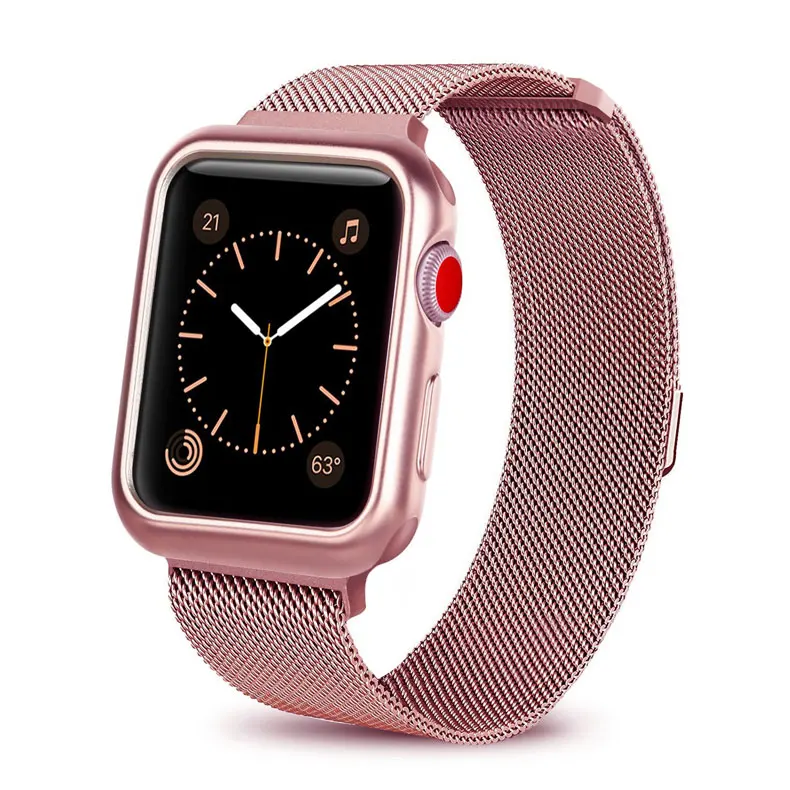 Чехол+ ремешок для Apple Watch 5 4 band 44 мм iWatch band 42 мм Миланская петля Apple watch 5 4 3 2 correa 38 мм 40 мм pulseira watchabnd