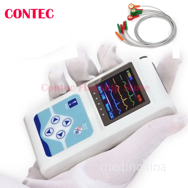 

FDA,CE CONTEC 2016 TLC9803 3 channels holter 5 Lead Portable USB software ECG Monitor Quick with lead wire