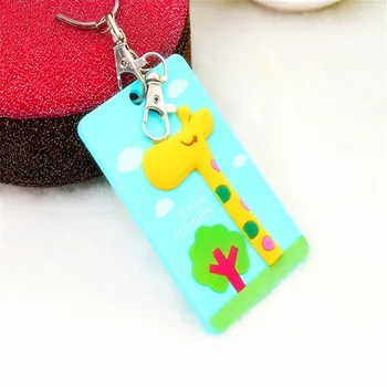 

Animal Pattern Portable Bus Card Cover Business Card ID Holders With Keychain Silicone Cute Cartoon Student Card Holder